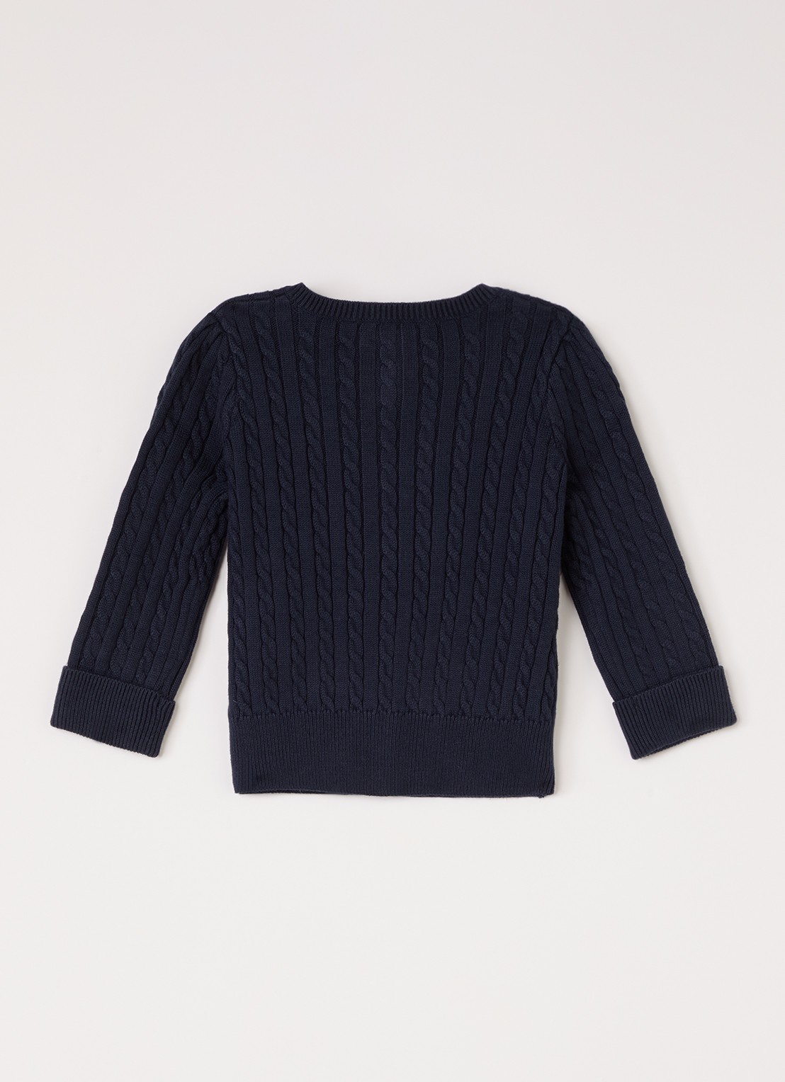 Ralph Lauren Kabelgebreid vest met logo - achterkant 2 donkerblauw