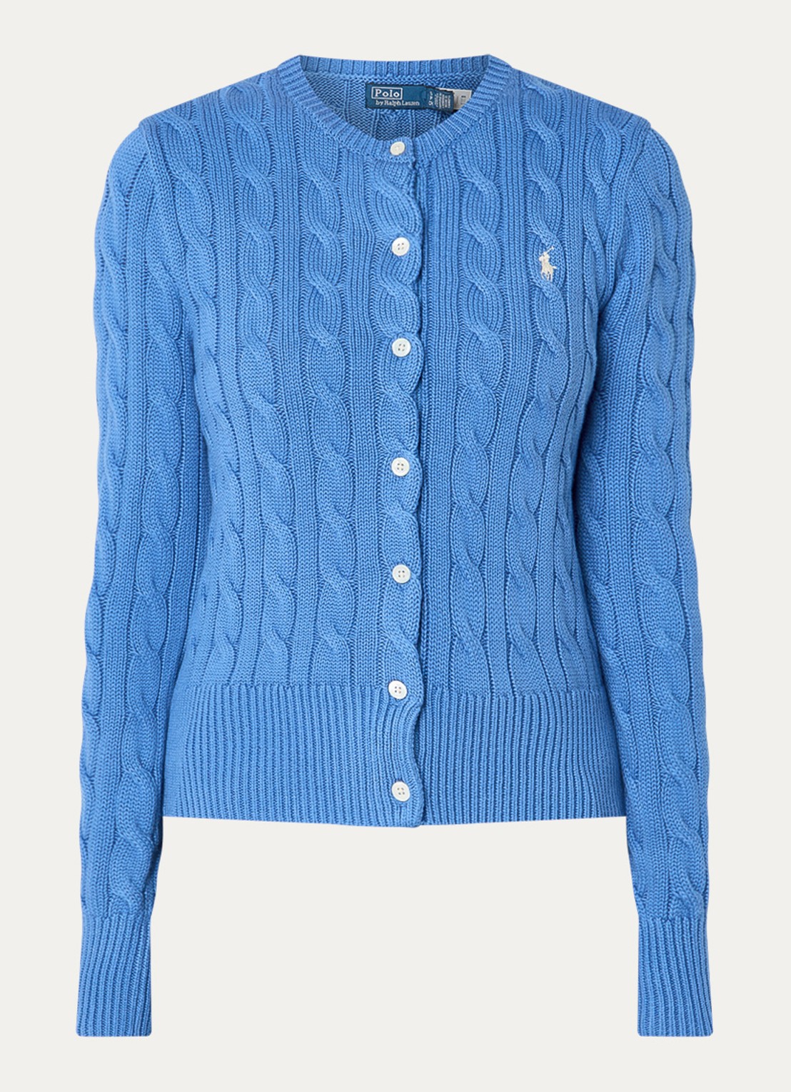 Ralph Lauren Kabelgebreid vest met logoborduring - voorkant 2 donkerblauw