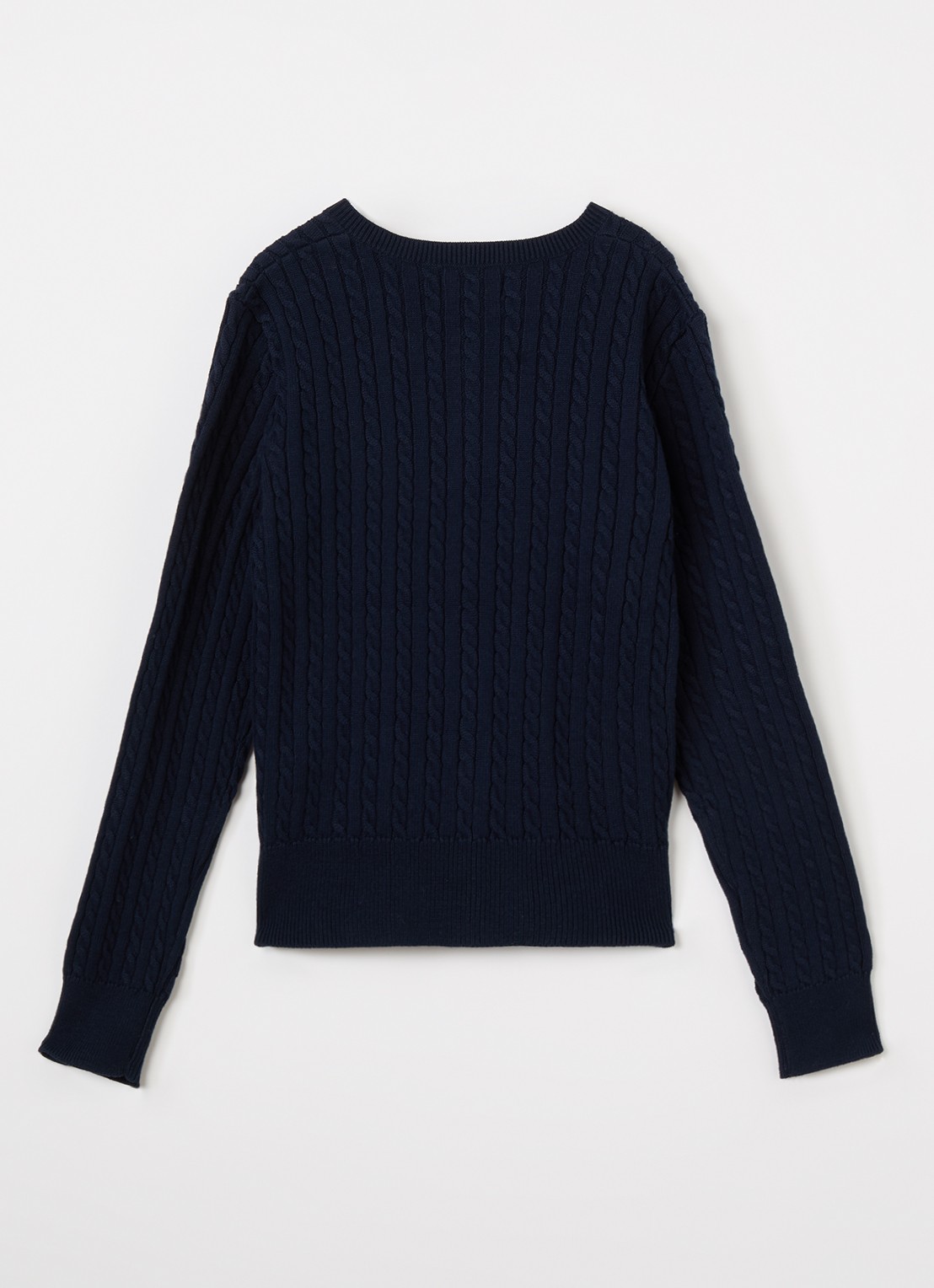 Ralph Lauren Kabelgebreid vest met logoborduring - voorkant 2 donkerblauw