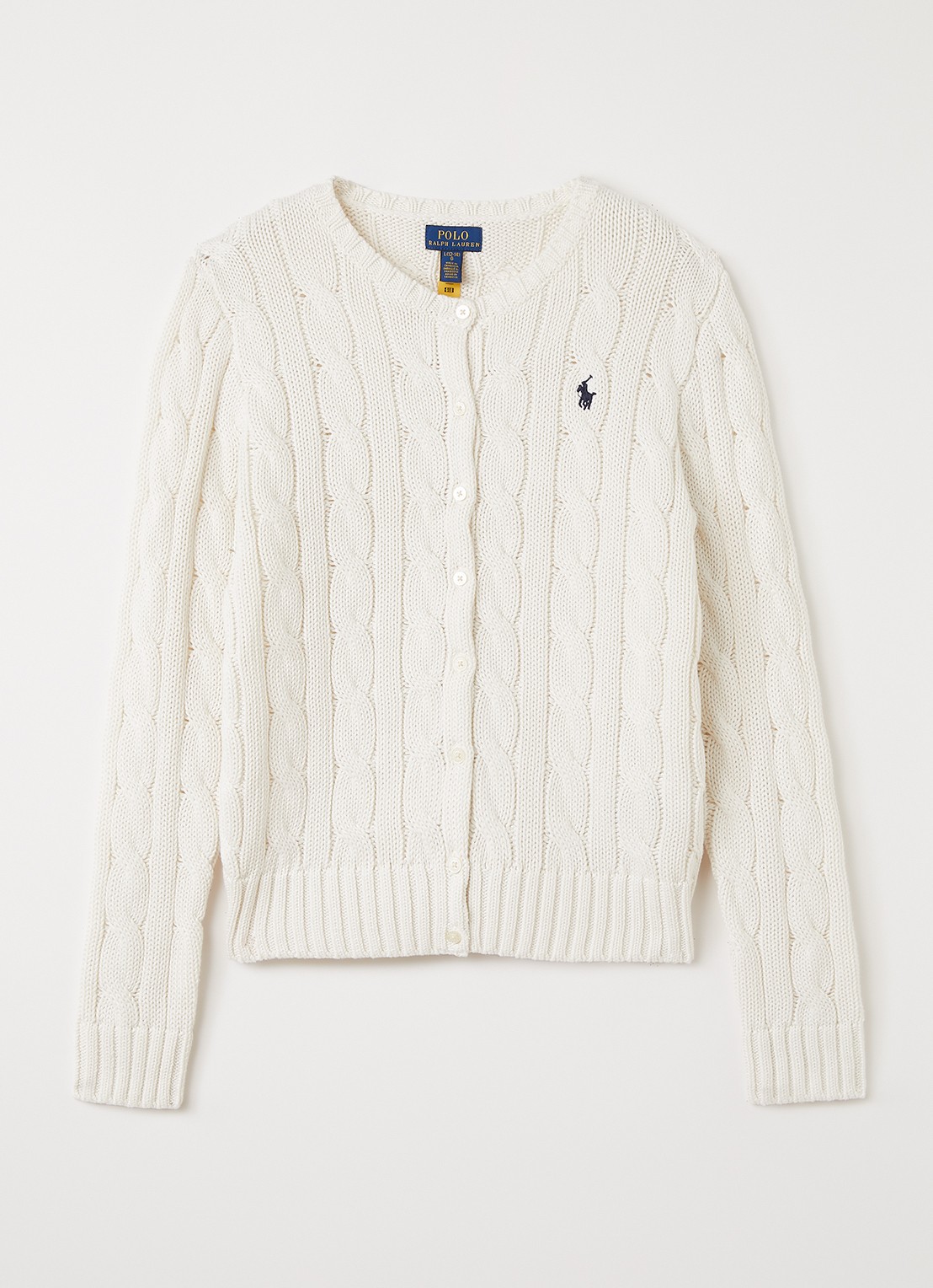 Ralph Lauren Kabelgebreid vest met logoborduring - voorkant 2 beige