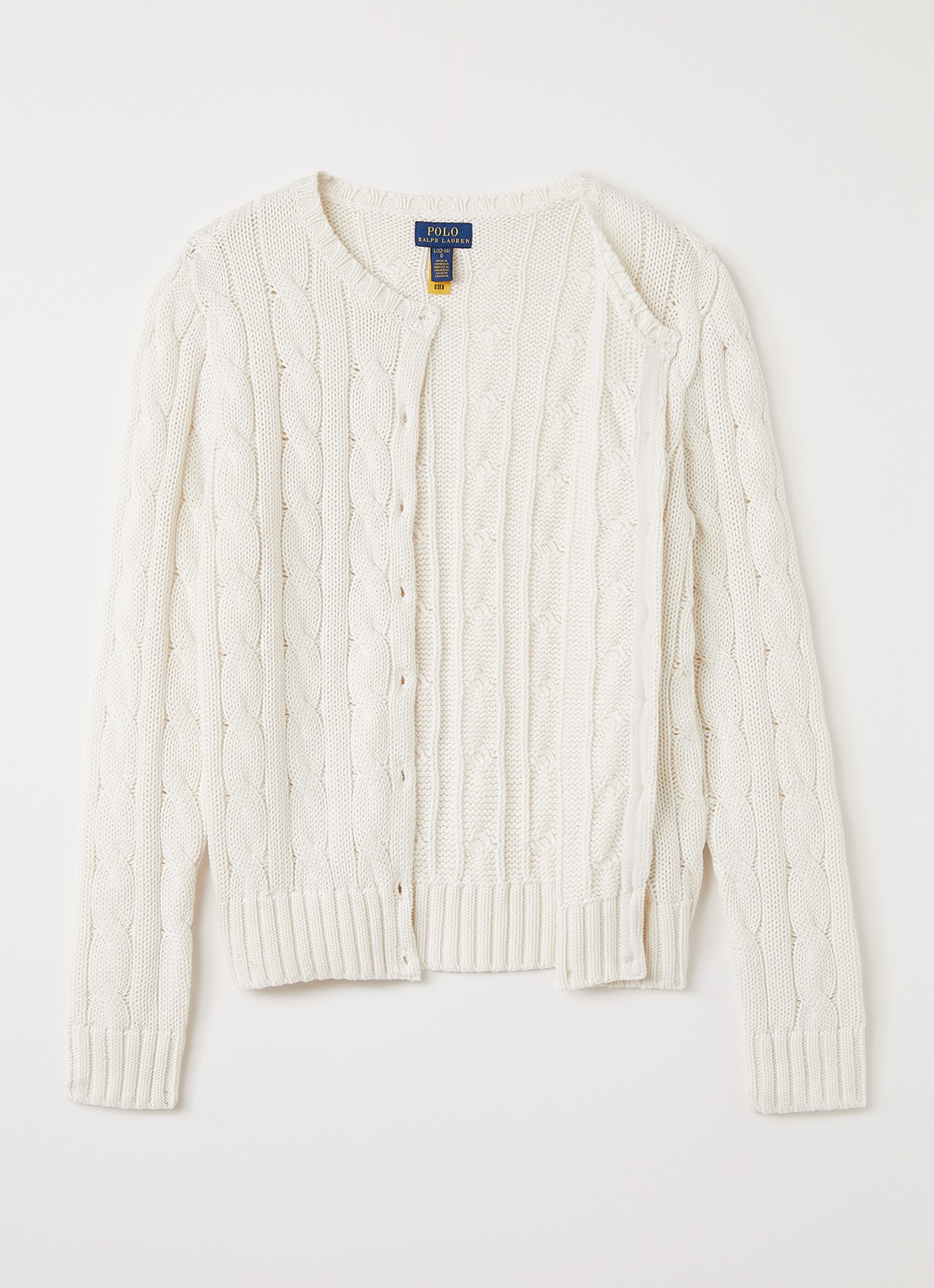 Ralph Lauren Kabelgebreid vest met logoborduring - voorkant 3 beige