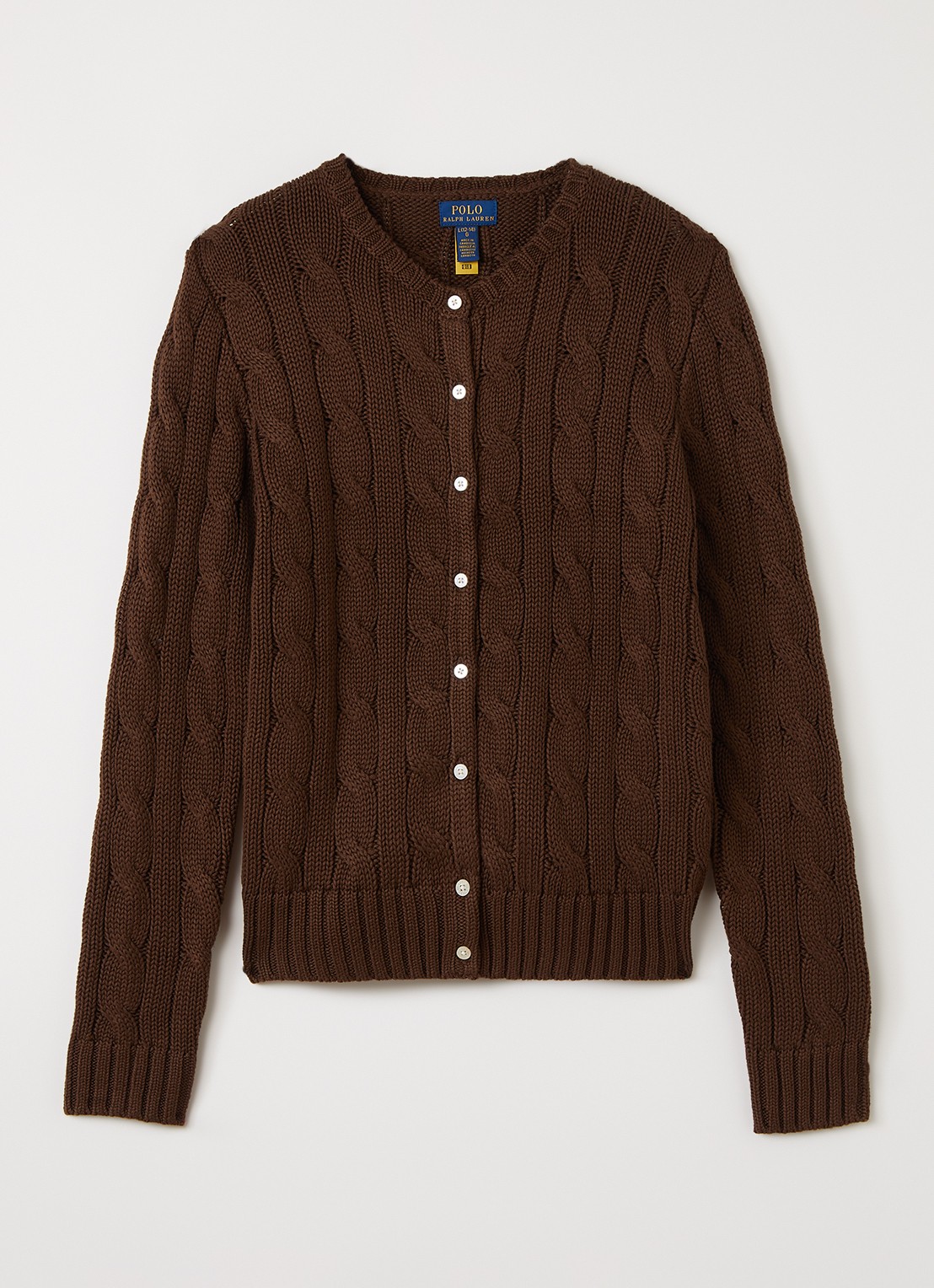 Ralph Lauren Kabelgebreid vest met logoborduring - voorkant lichtbruin
