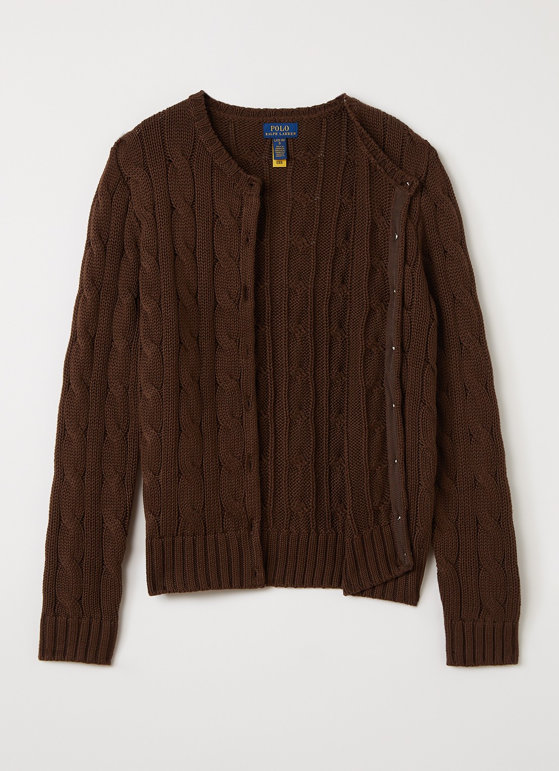 Ralph Lauren Kabelgebreid vest met logoborduring - voorkant 2 lichtbruin