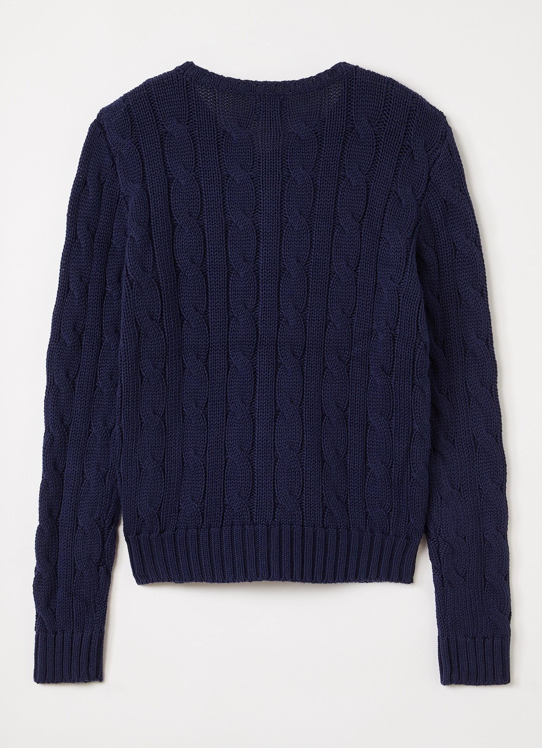 Ralph Lauren Kabelgebreid vest met logoborduring - achterkant 3 donkerblauw