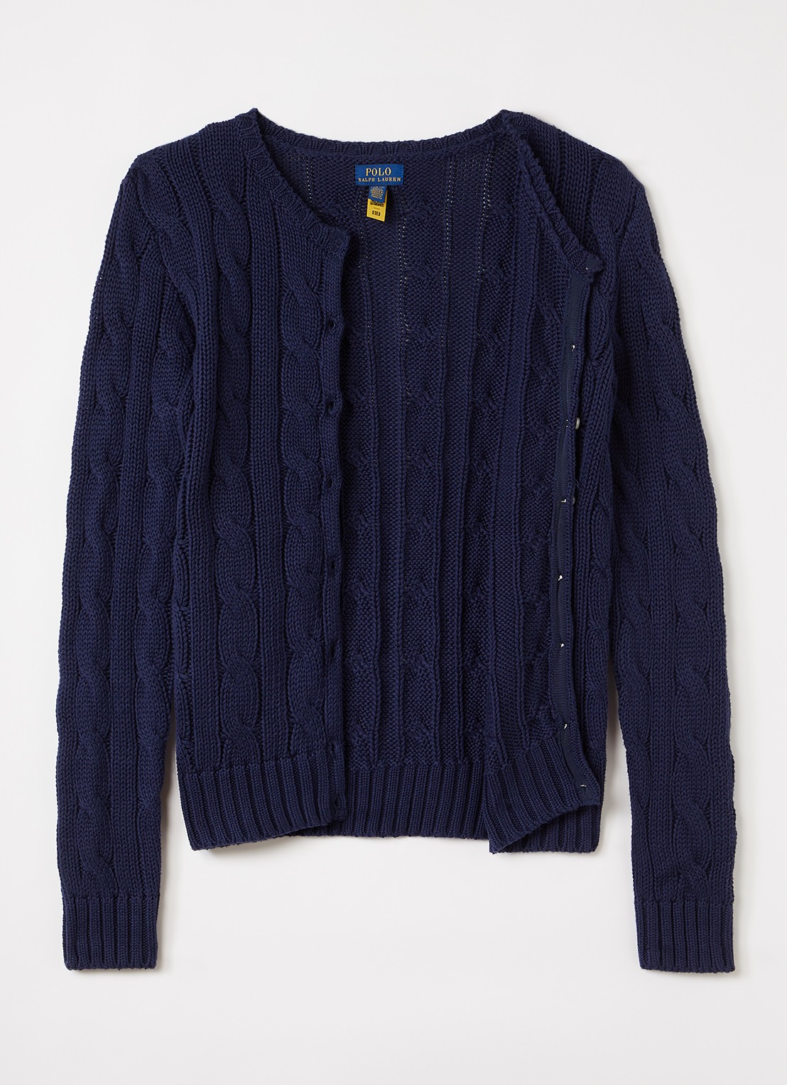Ralph Lauren Kabelgebreid vest met logoborduring - voorkant 2 donkerblauw