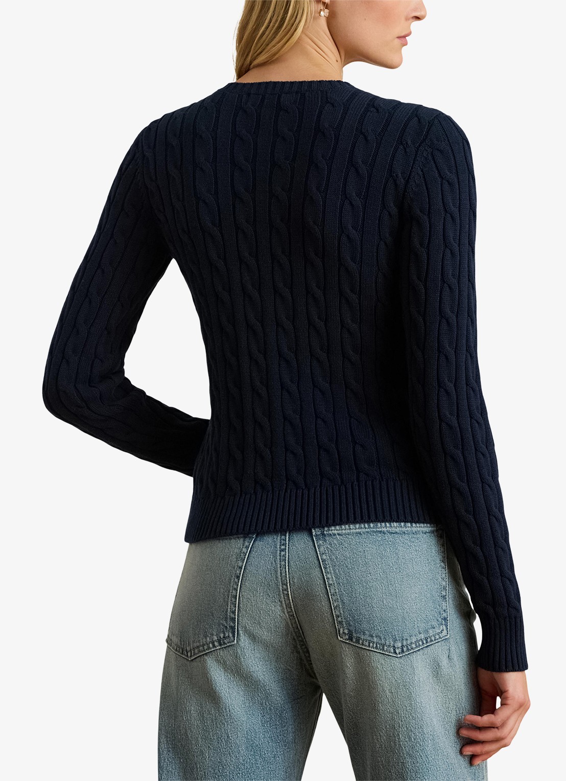 Ralph Lauren Kabelgebreid vest met logoborduring - achterkant 9 lauren navy / donkerblauw