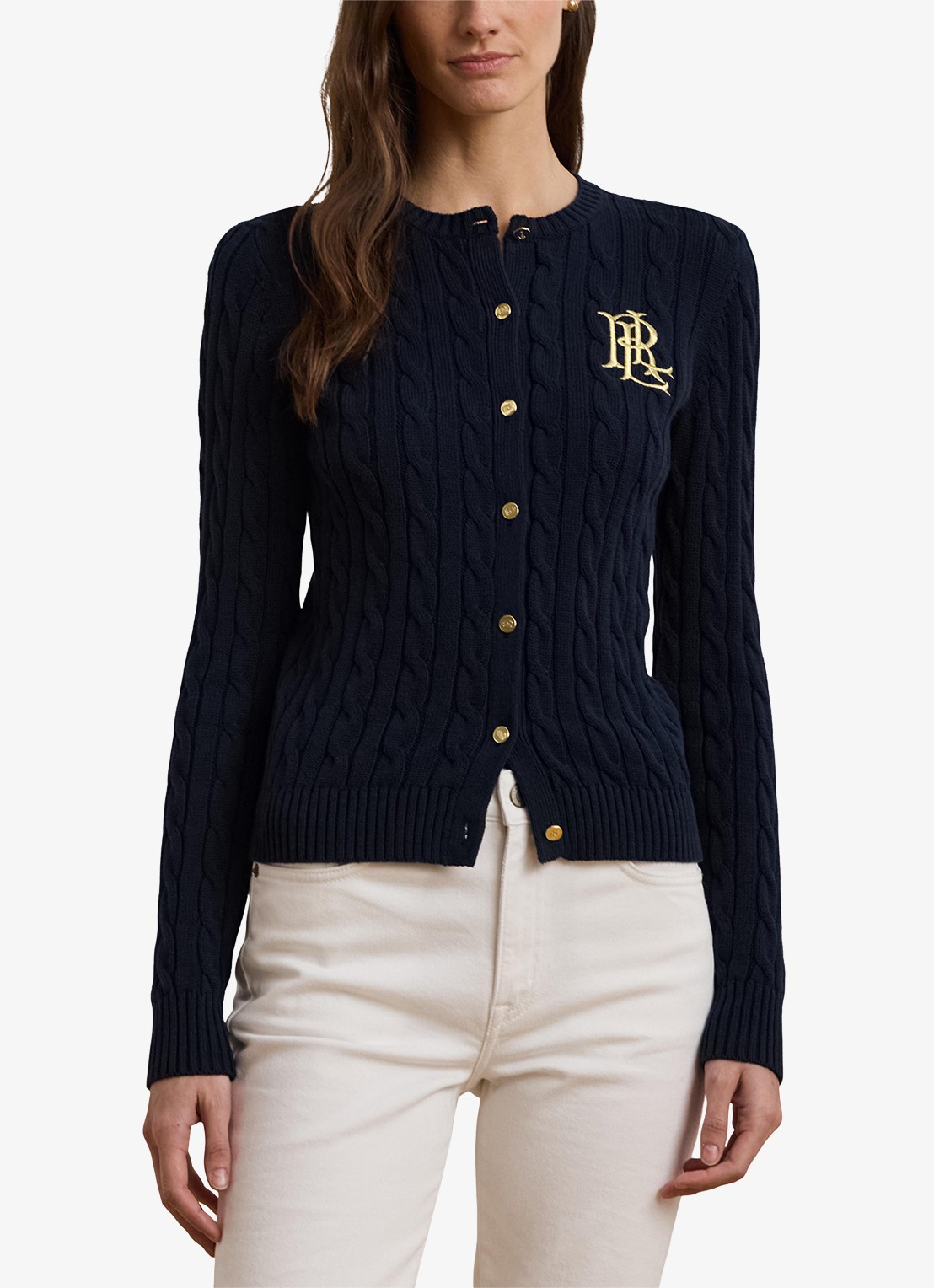 Ralph Lauren Kabelgebreid vest met logoborduring - detail 6 lauren navy / donkerblauw