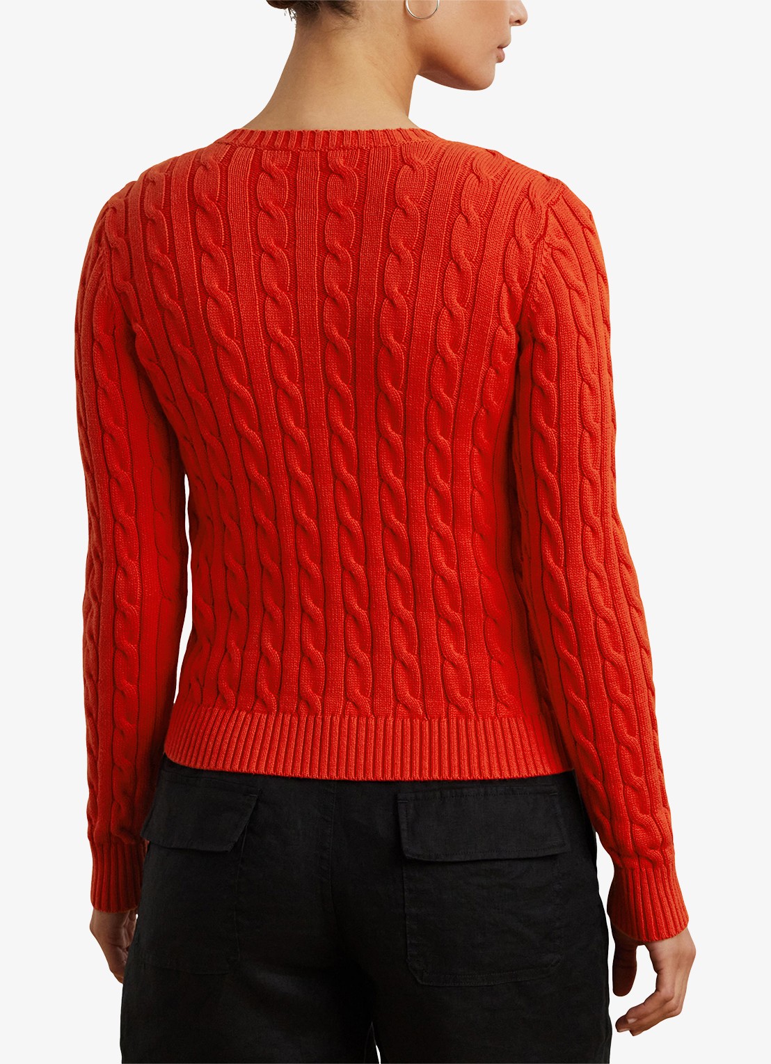 Ralph Lauren Kabelgebreid vest met logoborduring - achterkant bright vermilion / rood
