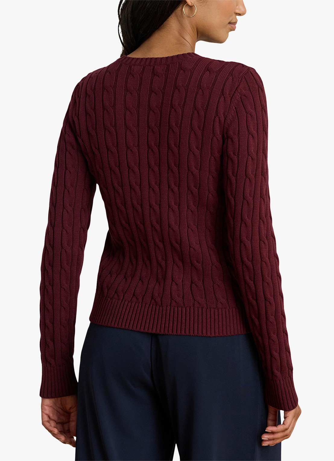 Ralph Lauren Kabelgebreid vest met logoborduring - achterkant 4 dark garnet / bordeauxrood