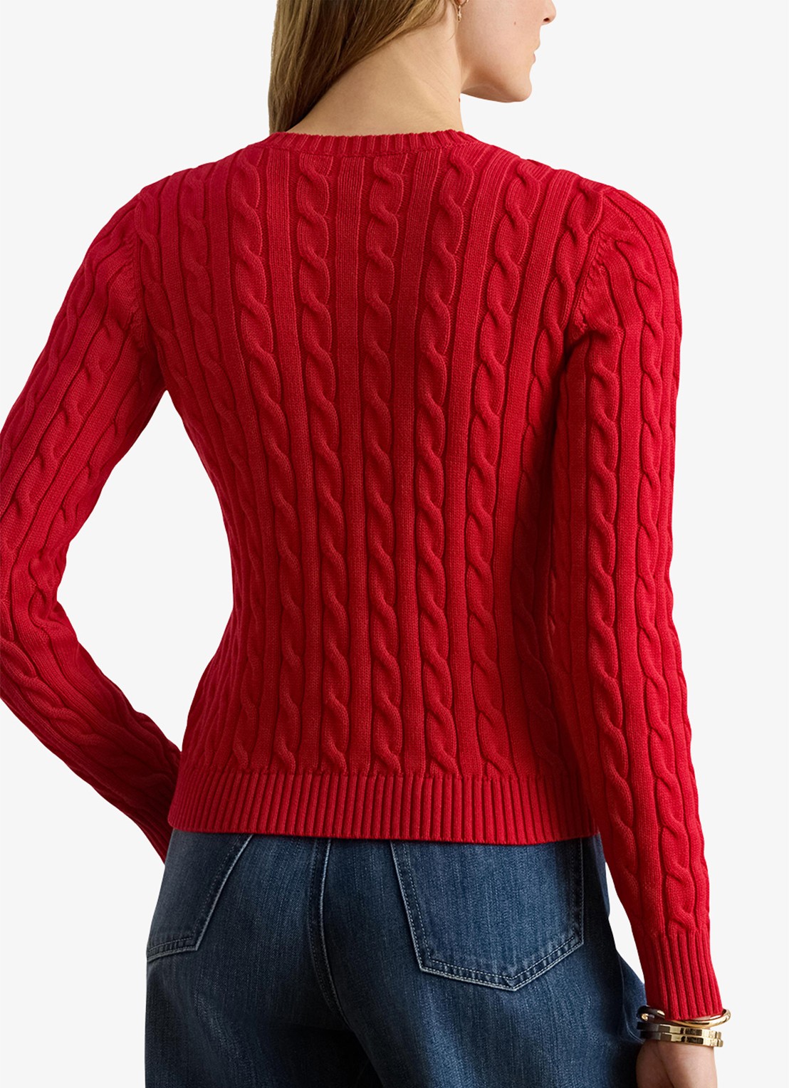 Ralph Lauren Kabelgebreid vest met logoborduring - achterkant 3 cruise red / rood