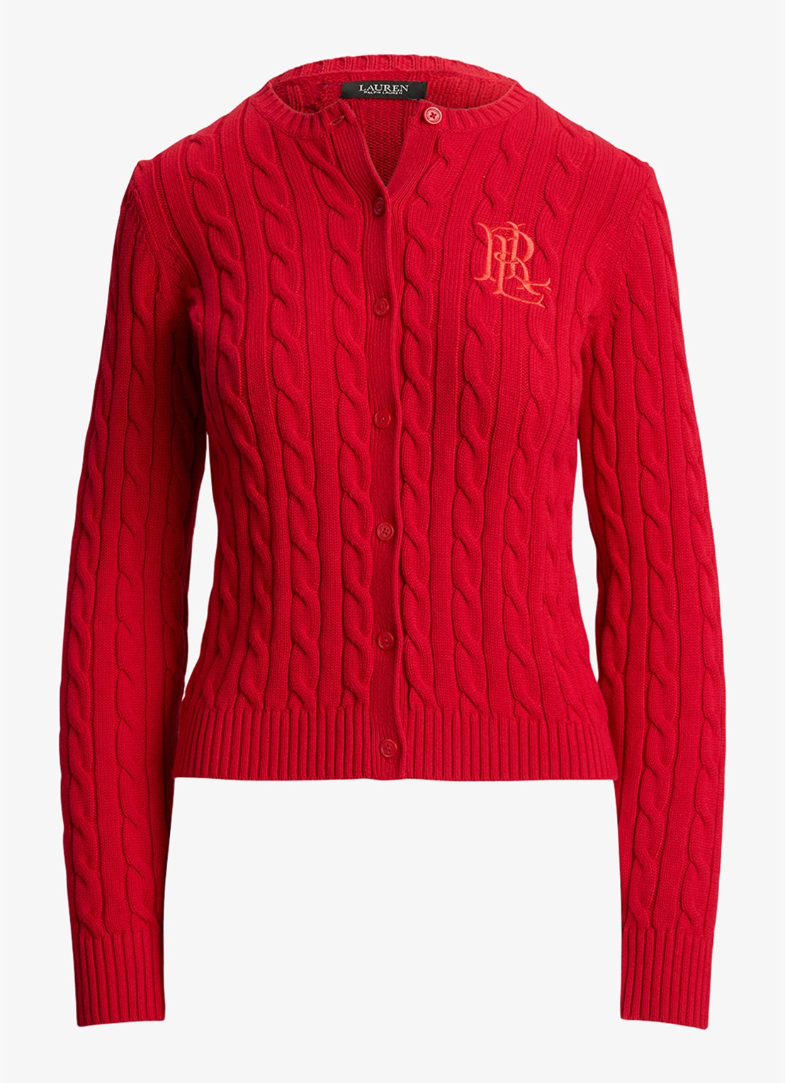 Ralph Lauren Kabelgebreid vest met logoborduring - voorkant 4 cruise red / rood