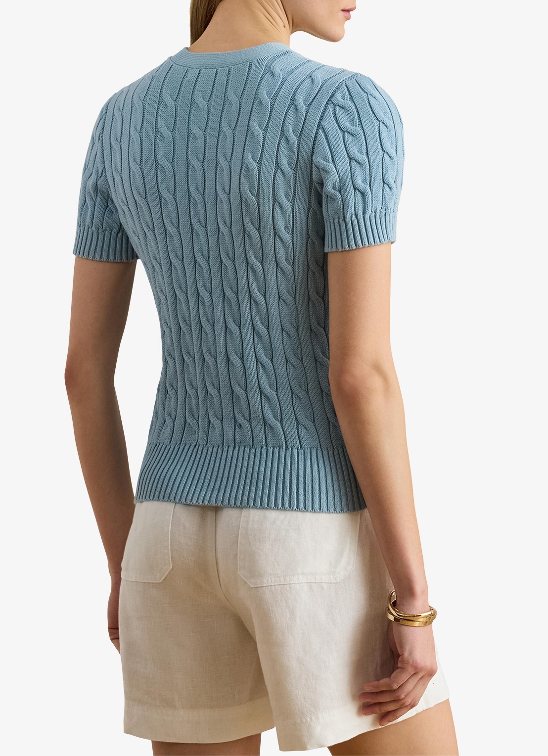 Ralph Lauren Kabelgebreid vest met logoborduring - achterkant 3 blue note / blauw