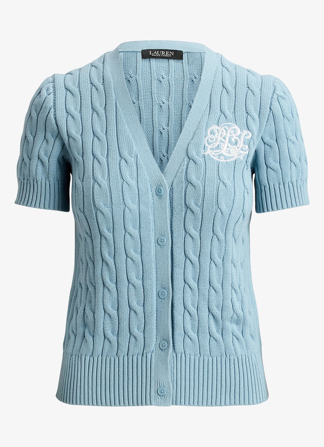 Ralph Lauren Kabelgebreid vest met logoborduring - voorkant blue note / blauw
