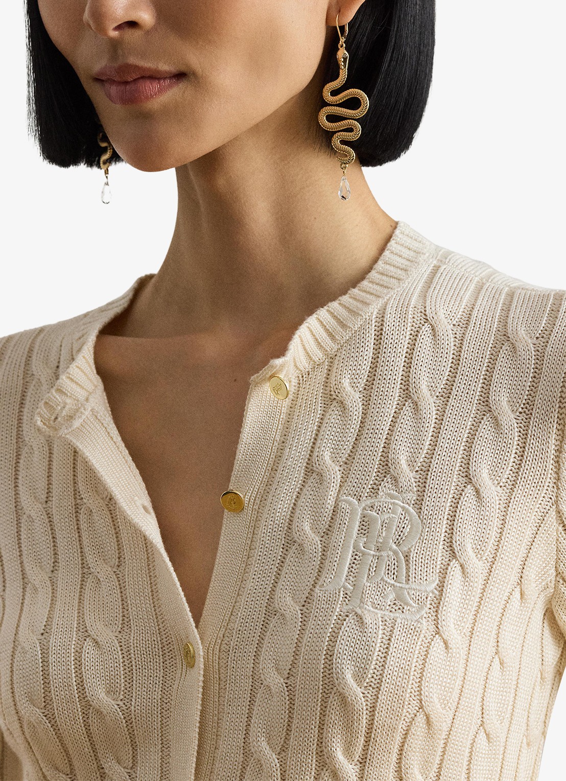 Ralph Lauren Kabelgebreid vest met logoborduring - detail 5 mascarpone crème / crème