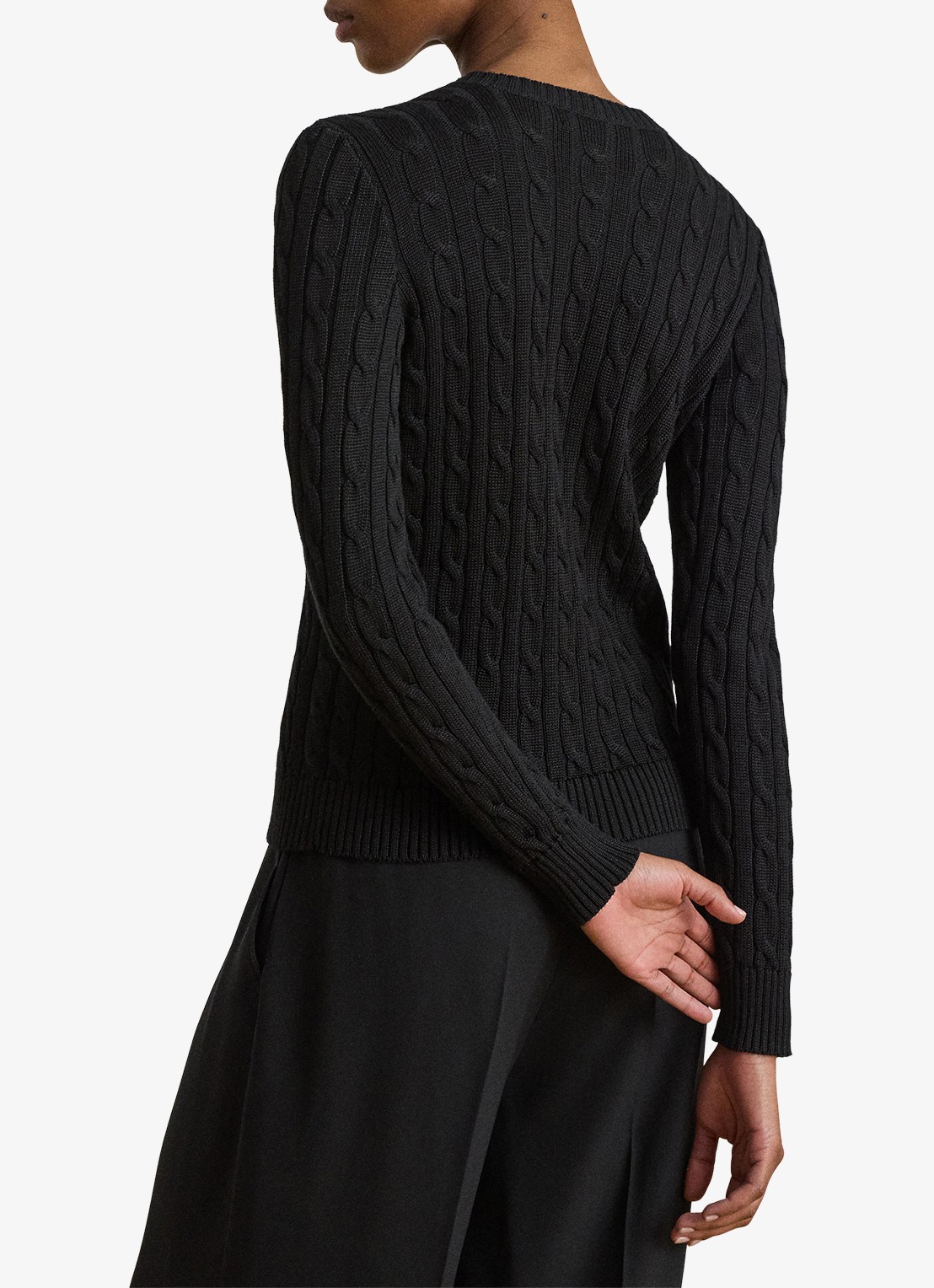 Ralph Lauren Kabelgebreid vest met logoborduring - achterkant 3 zwart