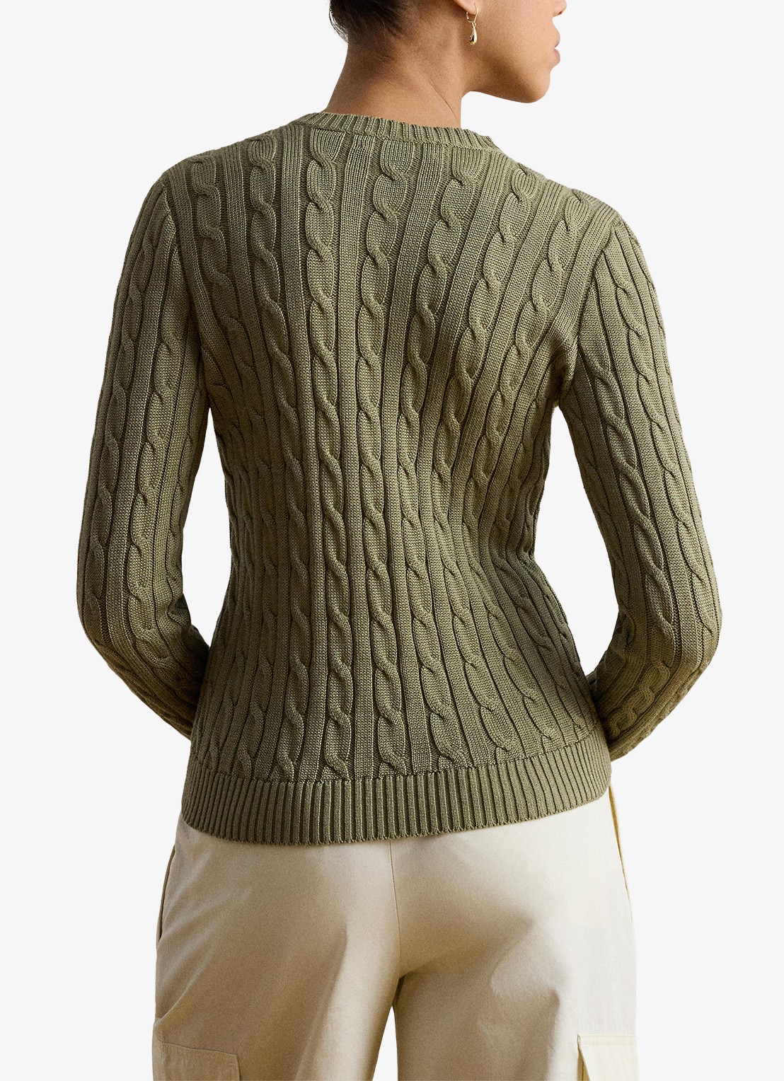 Ralph Lauren Kabelgebreid vest met logoborduring - achterkant 5 light agave / groen