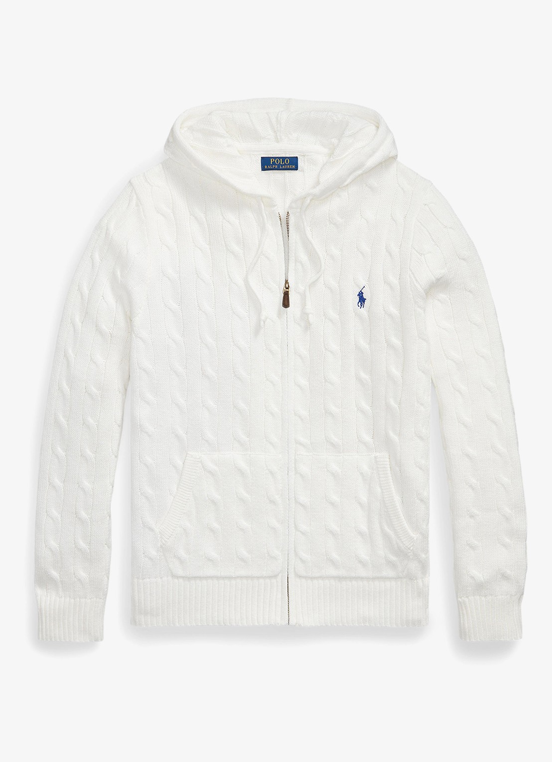Ralph Lauren Kabelgebreid vest met steekzakken en logo - voorkant 3 white / wit