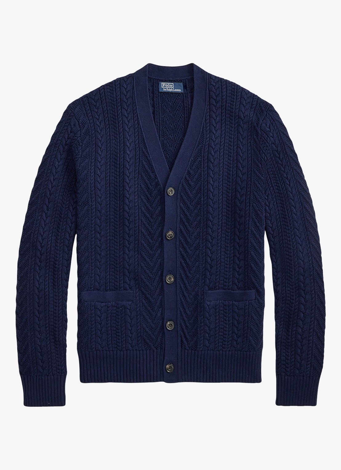 Ralph Lauren Kabelgebreid vest met steekzakken - voorkant navy combo / donkerblauw