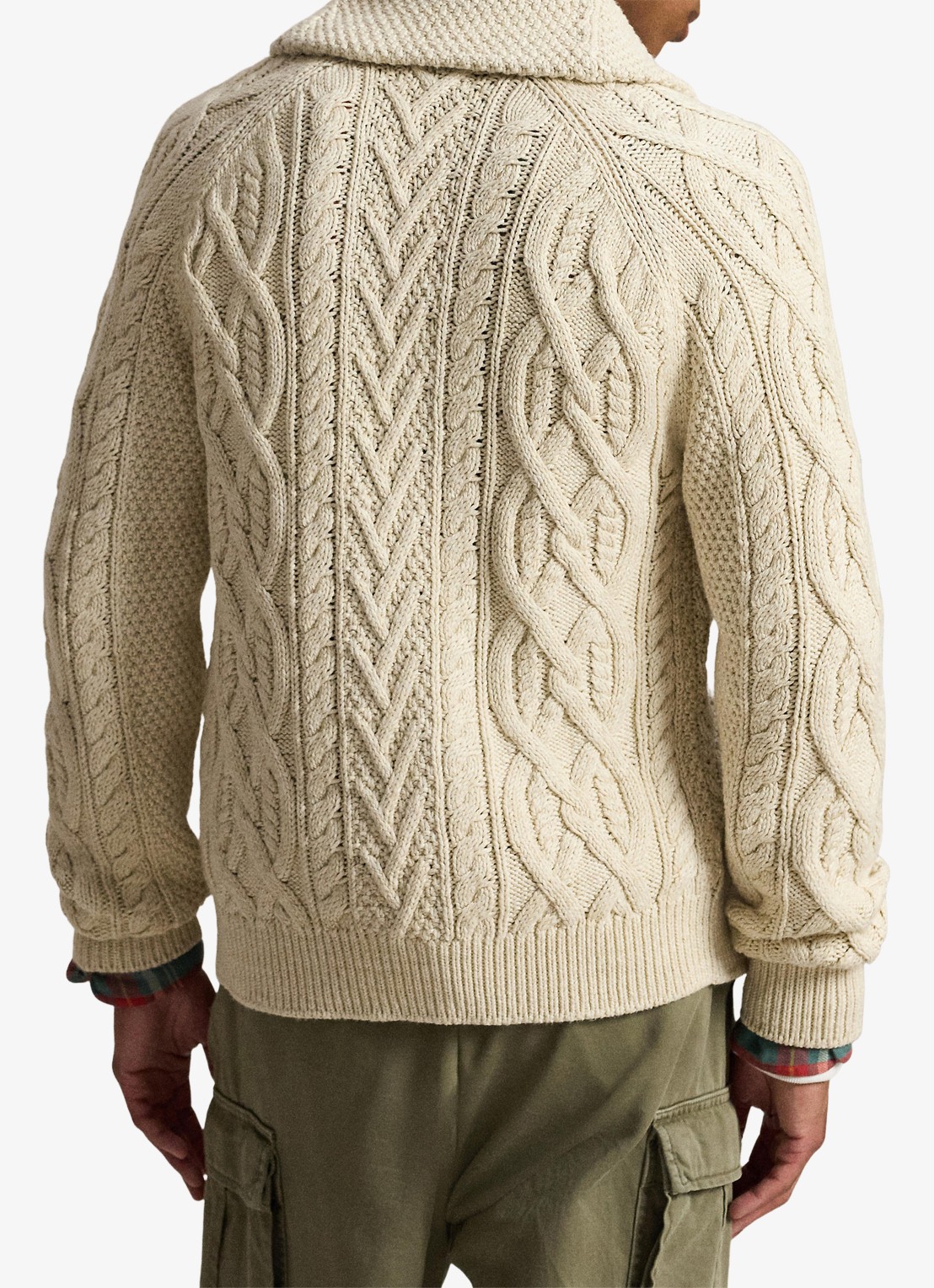 Ralph Lauren Kabelgebreid vest met steekzakken - achterkant oatmeal combo-3pkd / beige