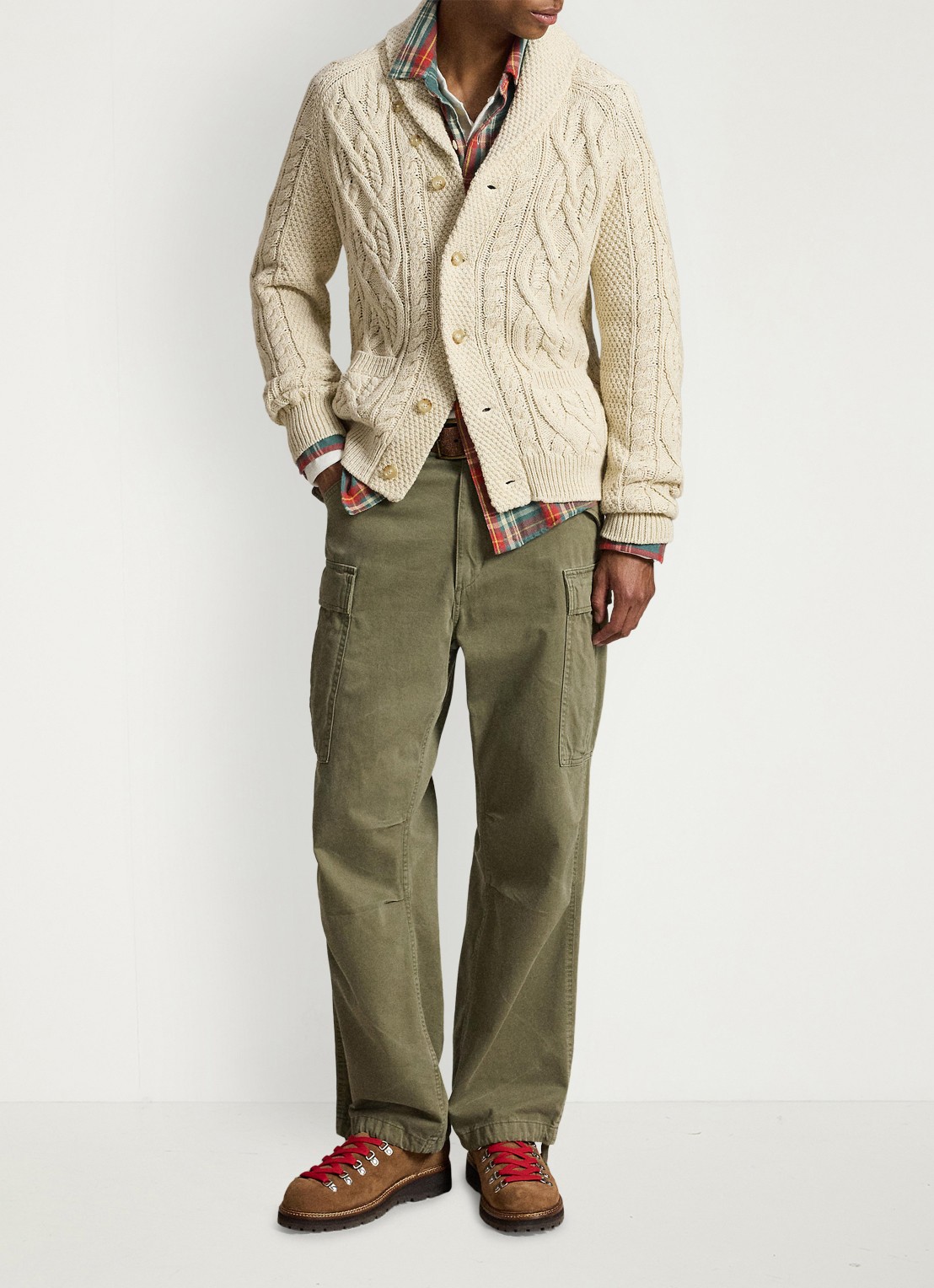 Ralph Lauren Kabelgebreid vest met steekzakken - detail 2 oatmeal combo-3pkd / beige