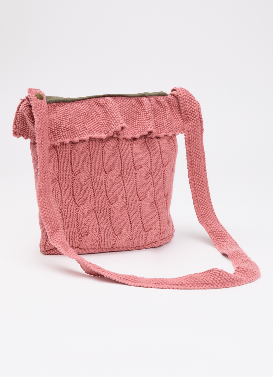 Ralph Lauren Kabelgebreide crossbodytas met logoborduring - achterkant 4 roze