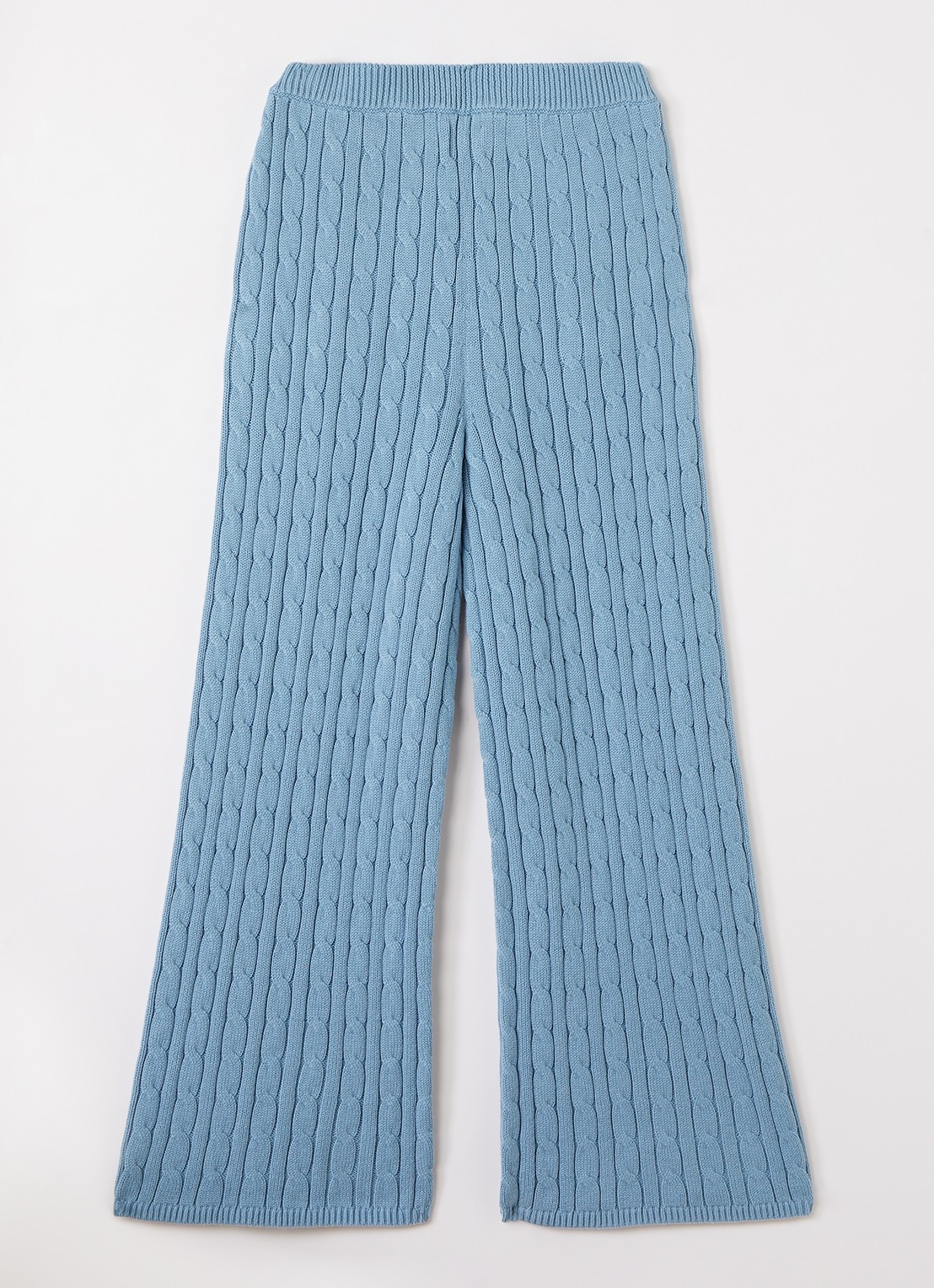 Ralph Lauren Kabelgebreide flared fit broek met logo - voorkant 2 blauw