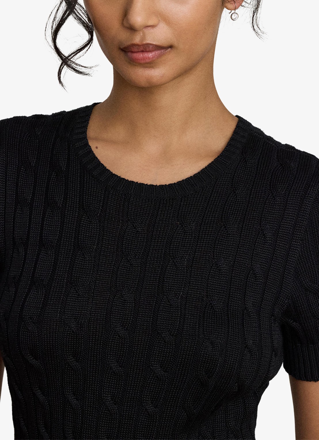 Ralph Lauren Kabelgebreide mini jurk met ronde hals - detail 4 zwart