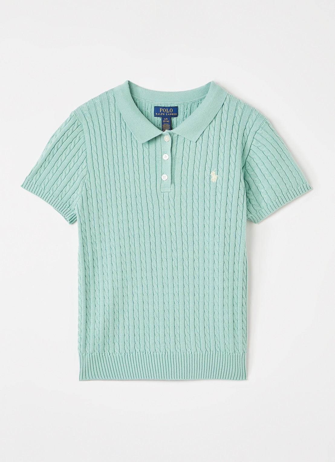 Ralph Lauren Kabelgebreide polo met logo - voorkant mint