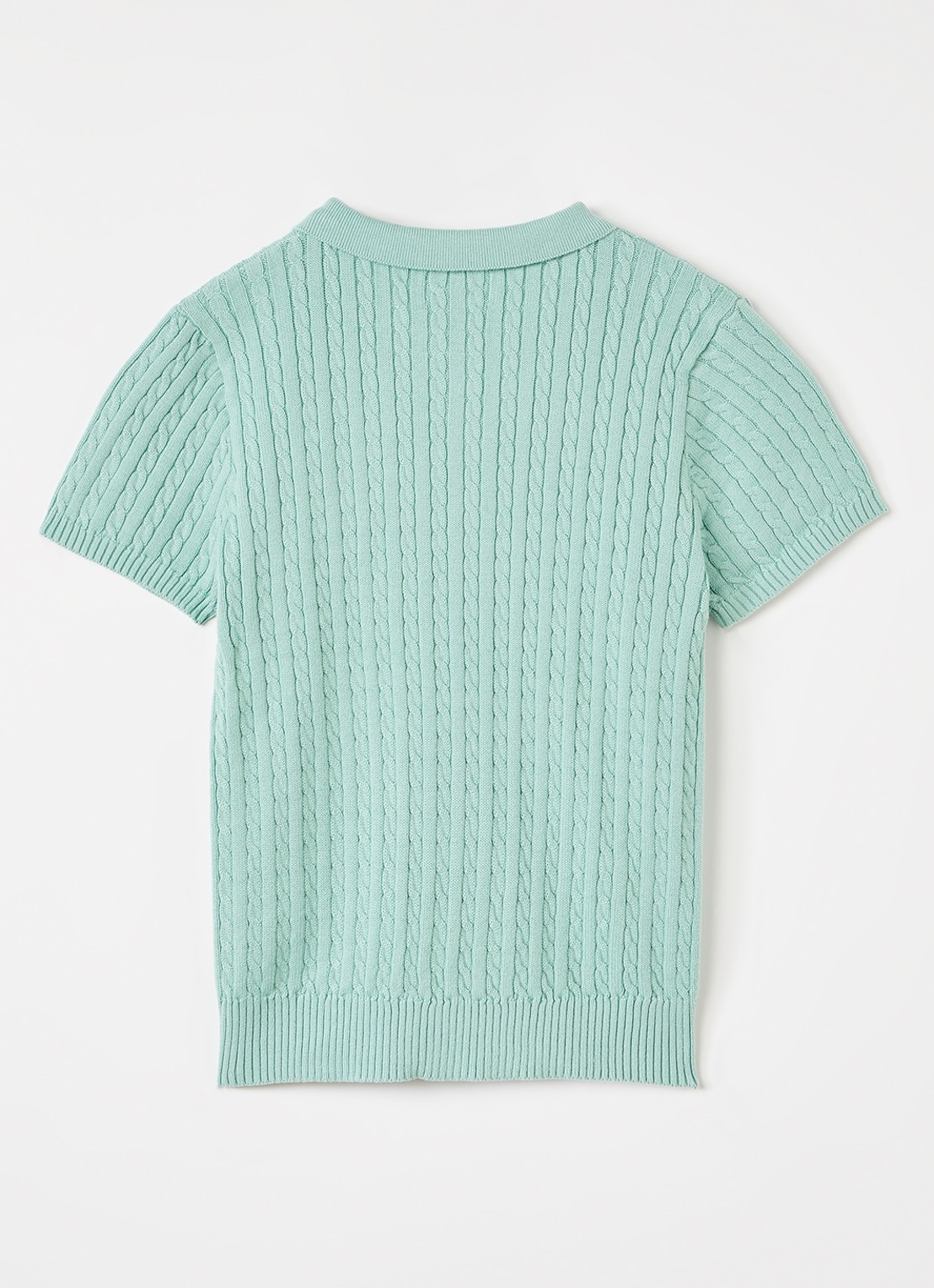 Ralph Lauren Kabelgebreide polo met logo - voorkant 2 mint