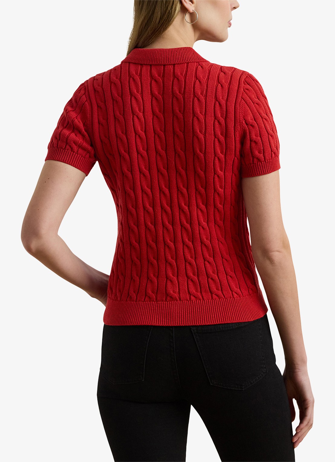 Ralph Lauren  Kabelgebreide polo met logoborduring - achterkant madison red / rood