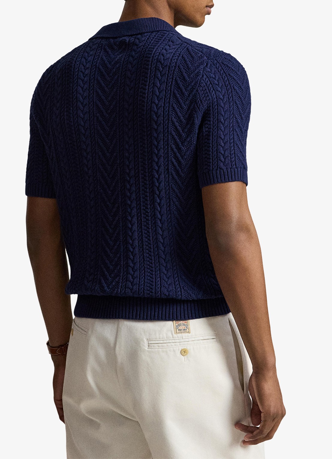 Ralph Lauren Kabelgebreide polo - achterkant 5 newport navy / donkerblauw
