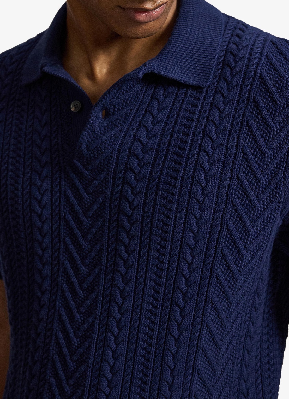 Ralph Lauren Kabelgebreide polo - detail 4 newport navy / donkerblauw