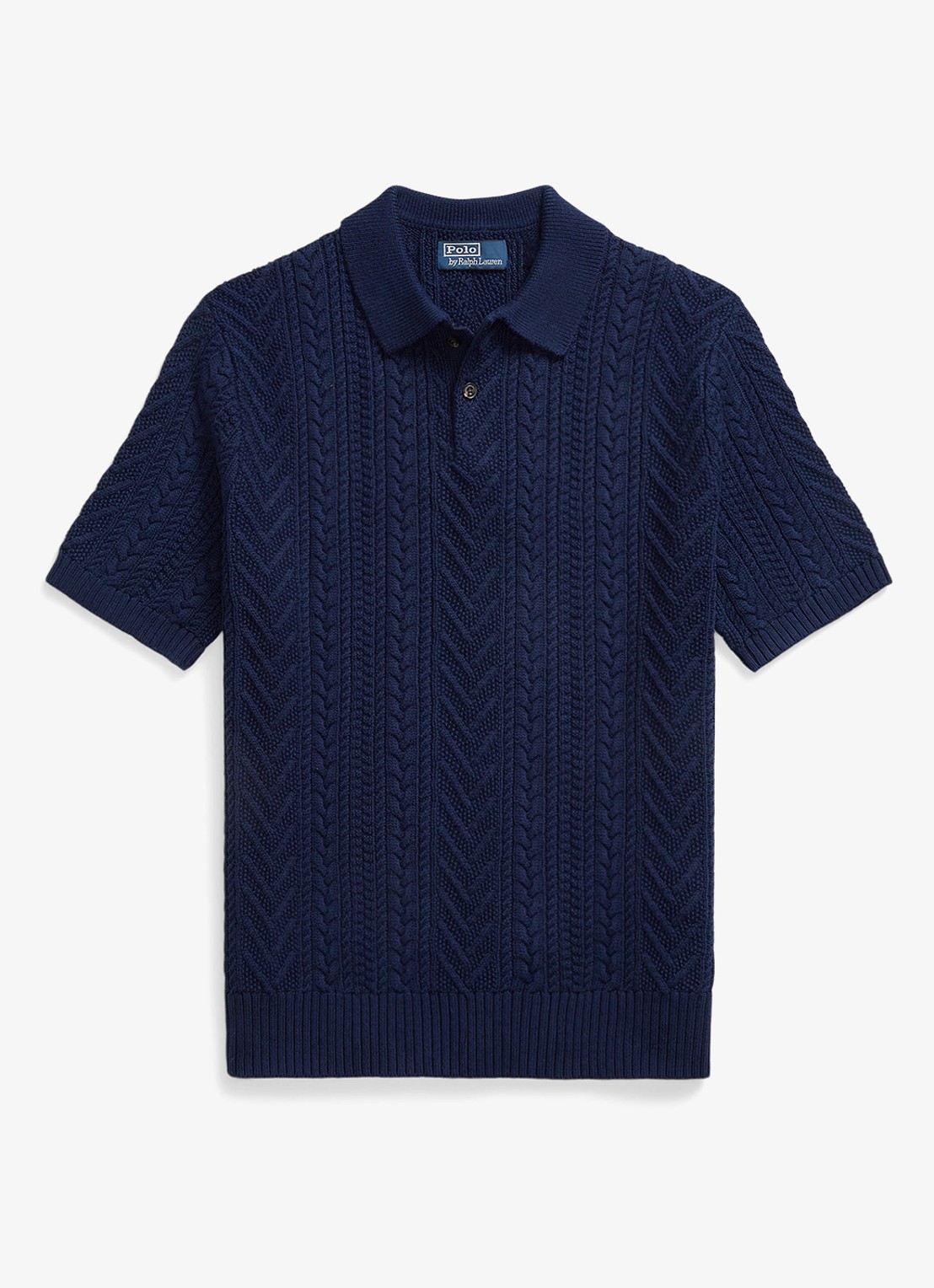 Ralph Lauren Kabelgebreide polo - voorkant newport navy / donkerblauw