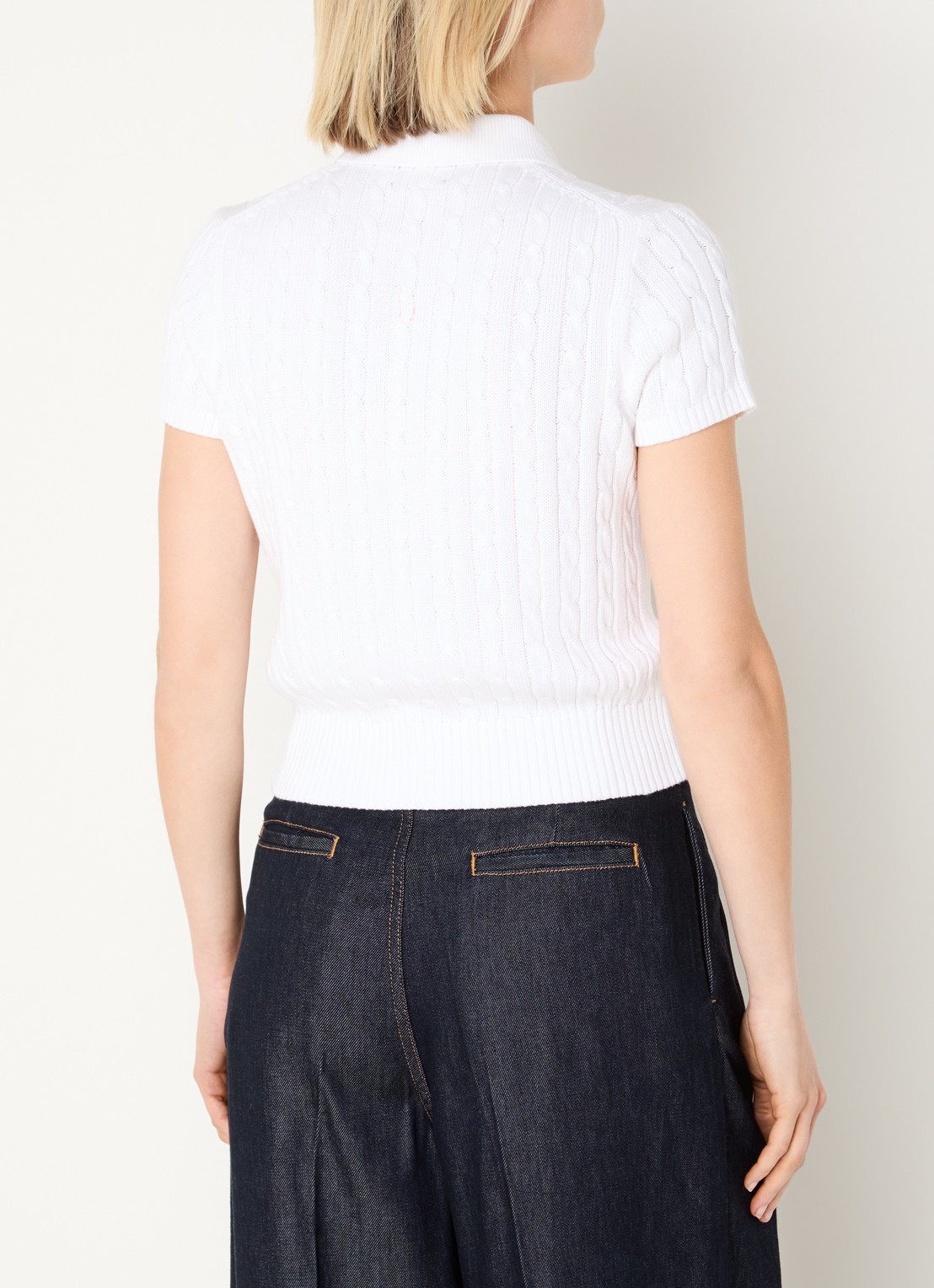 Ralph Lauren Kabelgebreide pullover met logo - achterkant 4 wit