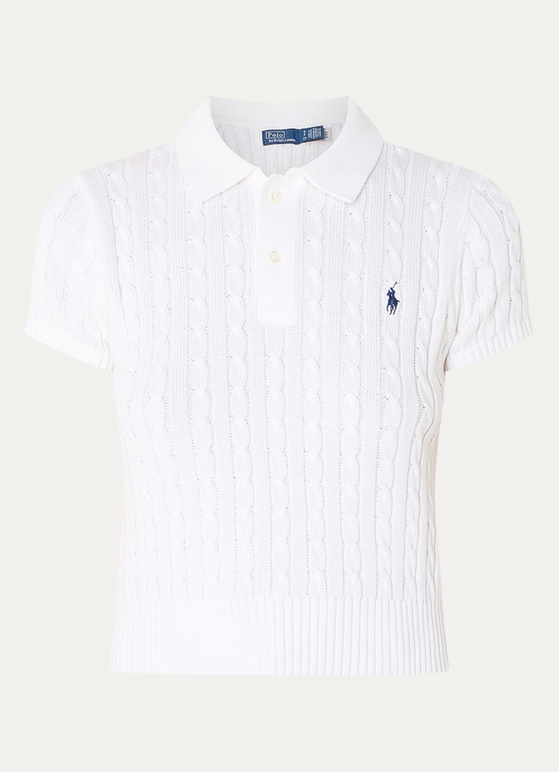 Ralph Lauren Kabelgebreide pullover met logo - voorkant wit