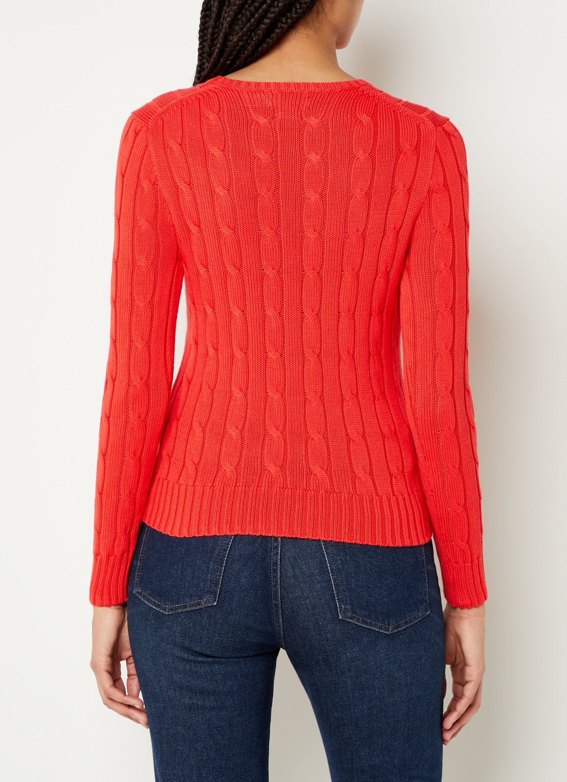 Ralph Lauren Kabelgebreide pullover met logoborduring - achterkant oranjerood