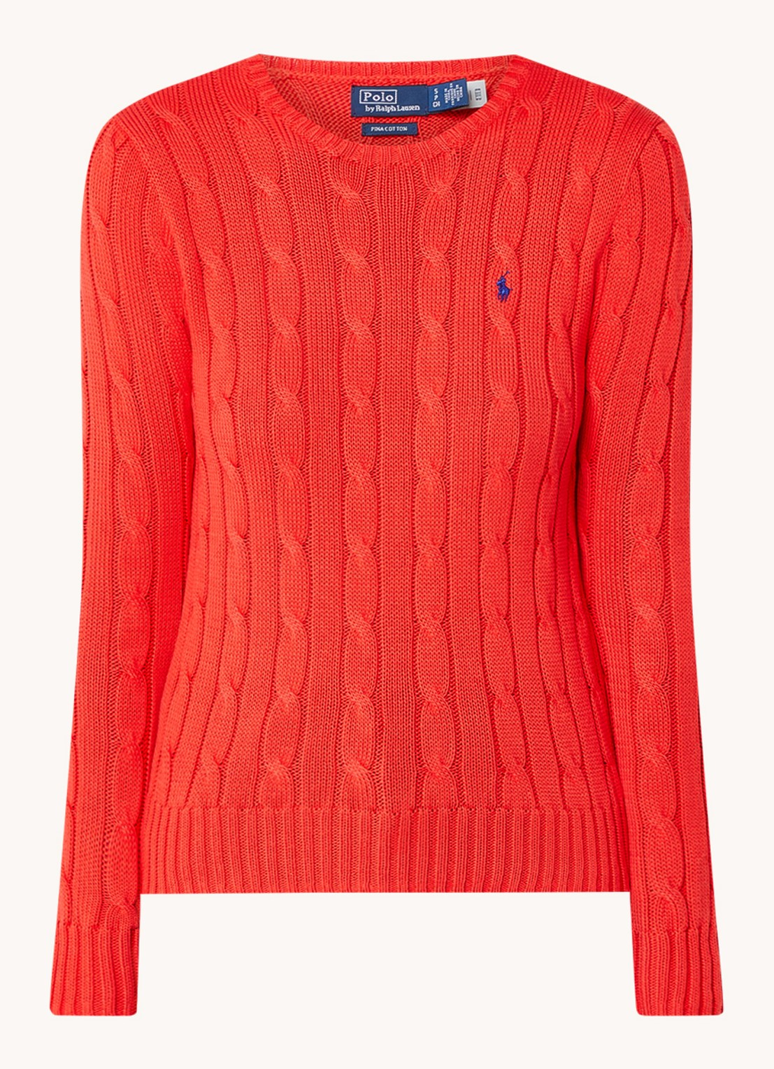 Ralph Lauren Kabelgebreide pullover met logoborduring - voorkant 2 oranjerood