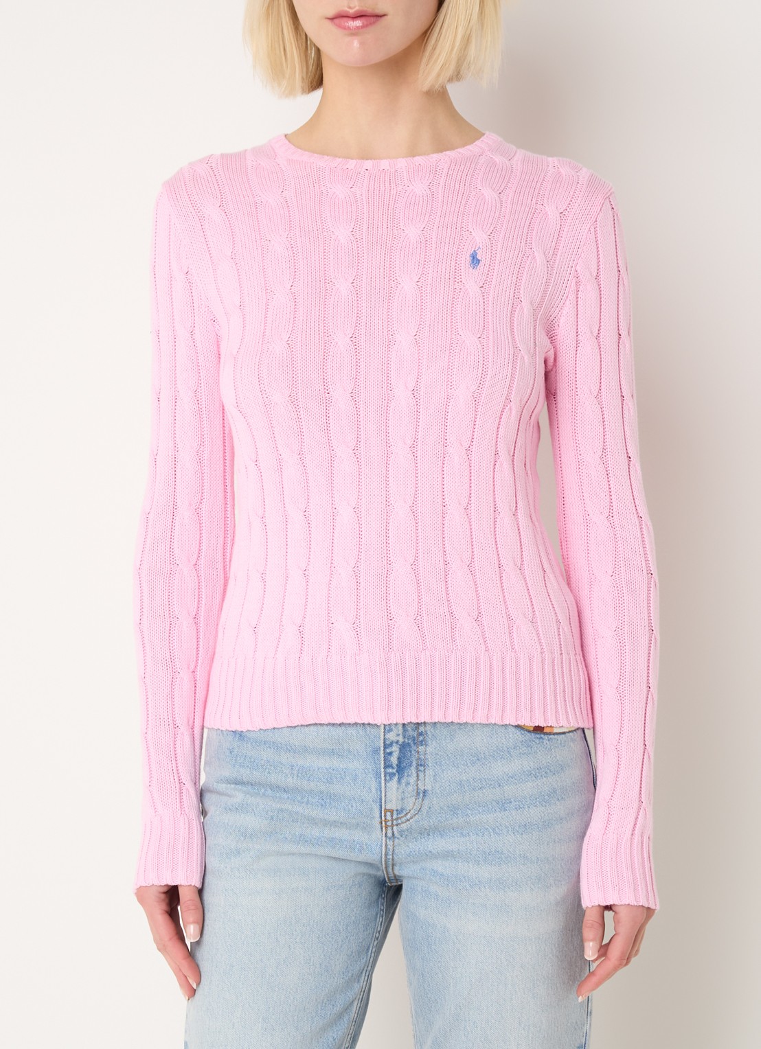 Ralph Lauren Kabelgebreide pullover met logoborduring - detail 3 roze