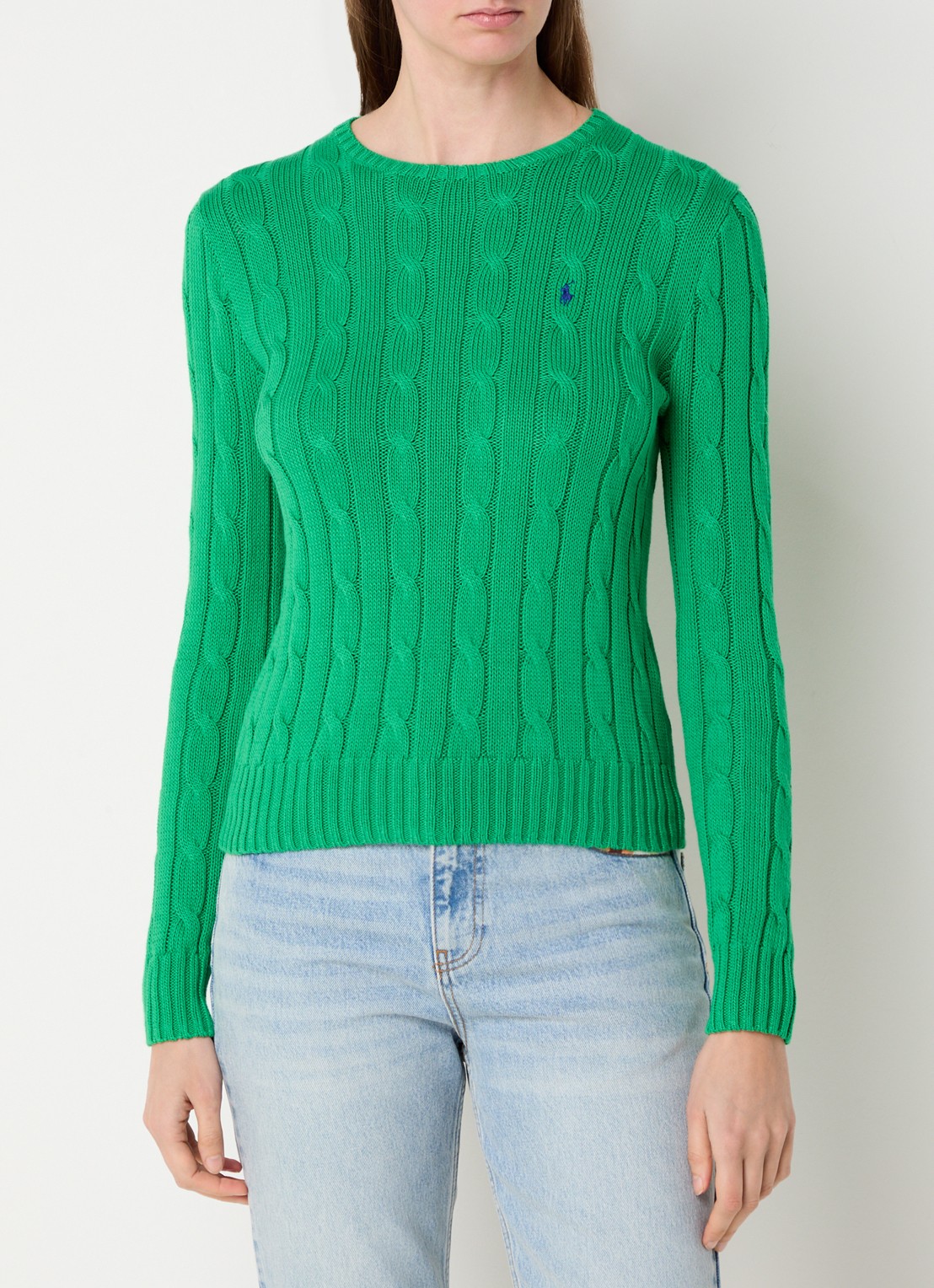 Ralph Lauren Kabelgebreide pullover met logoborduring - detail groen