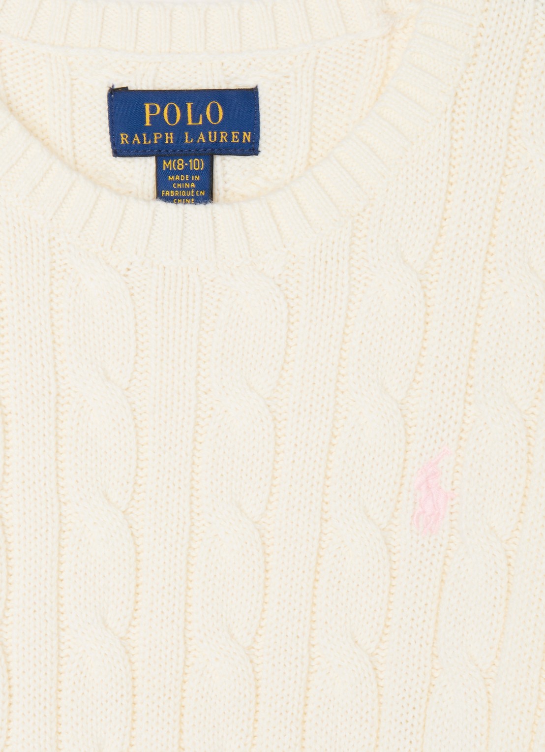 Ralph Lauren Kabelgebreide pullover met logoborduring - detail 3 gebroken wit