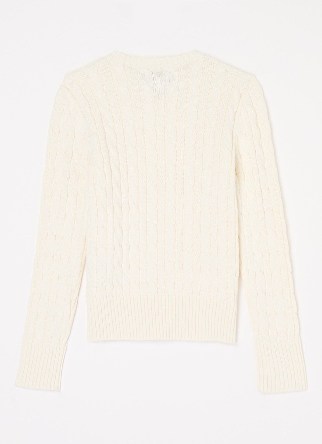 Ralph Lauren Kabelgebreide pullover met logoborduring - voorkant 2 gebroken wit