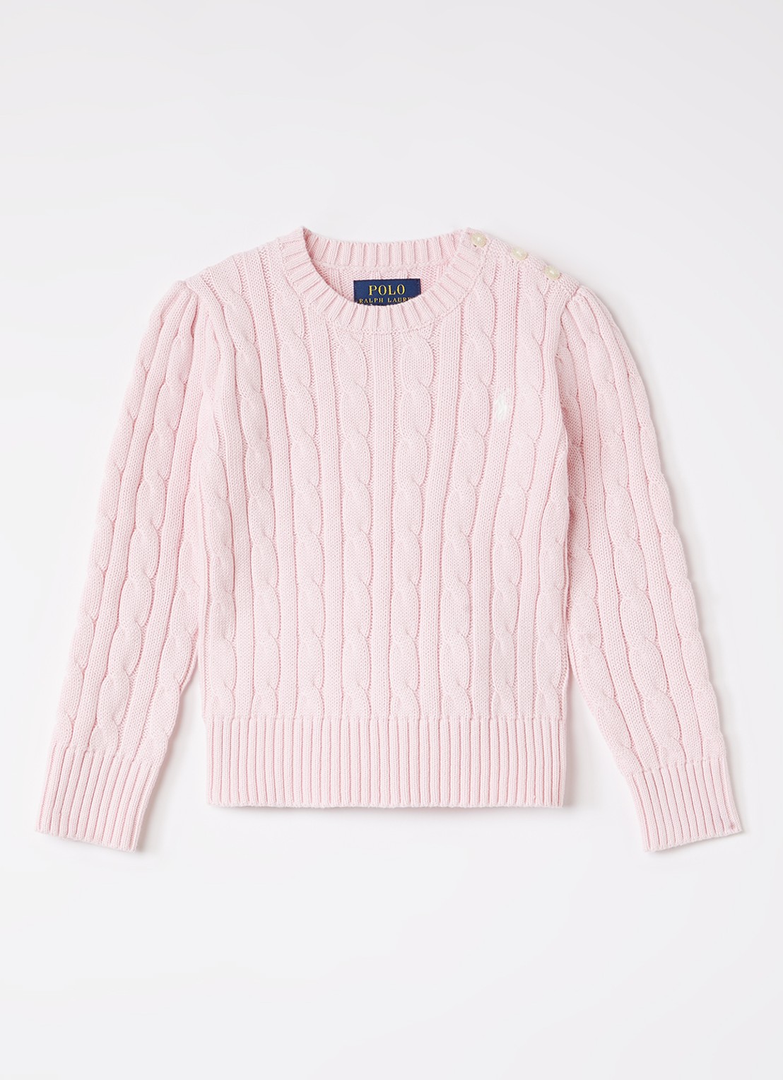 Ralph Lauren Kabelgebreide pullover met logoborduring - voorkant roze