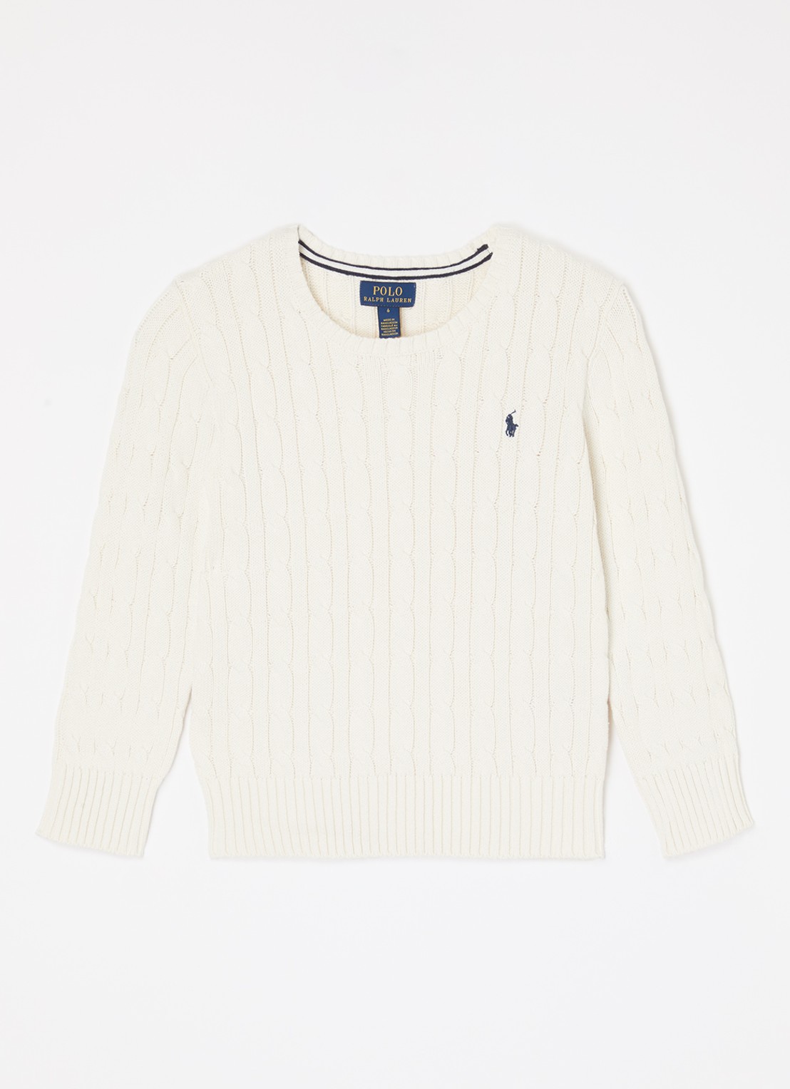 Ralph Lauren Kabelgebreide pullover met logoborduring - voorkant 2 gebroken wit
