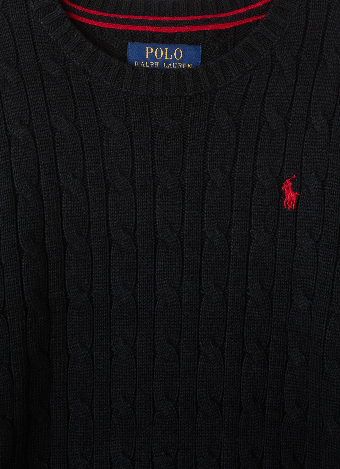 Ralph Lauren Kabelgebreide pullover met logoborduring - detail 3 zwart