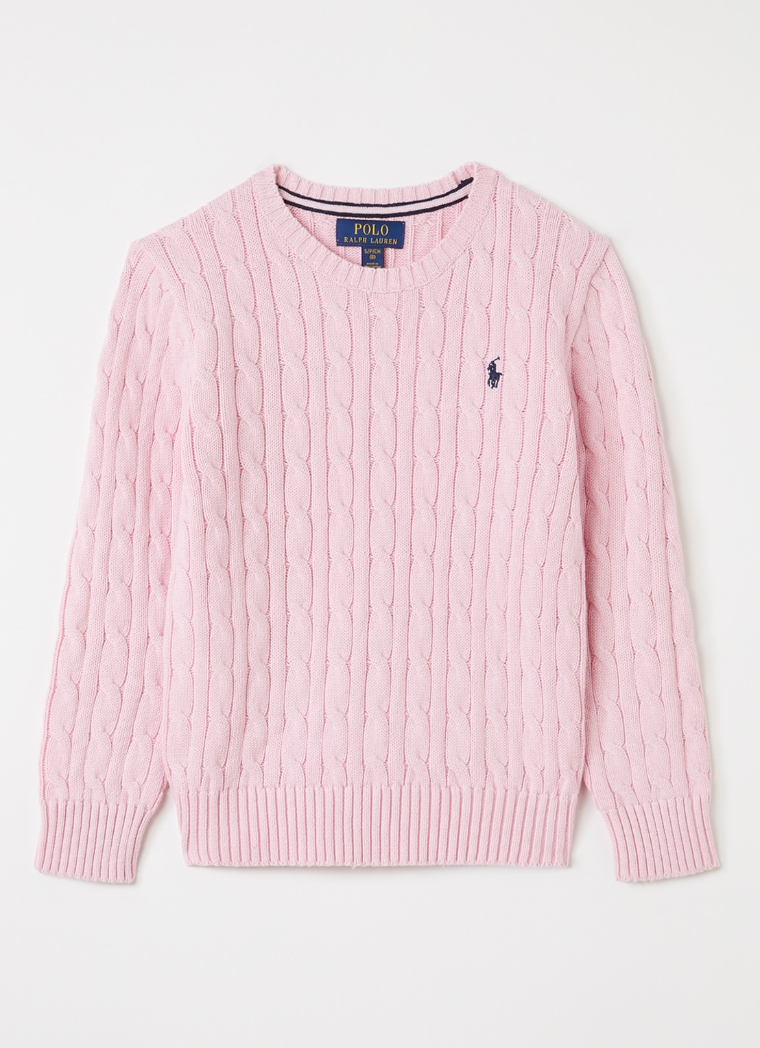 Ralph Lauren Kabelgebreide pullover met logoborduring - voorkant roze