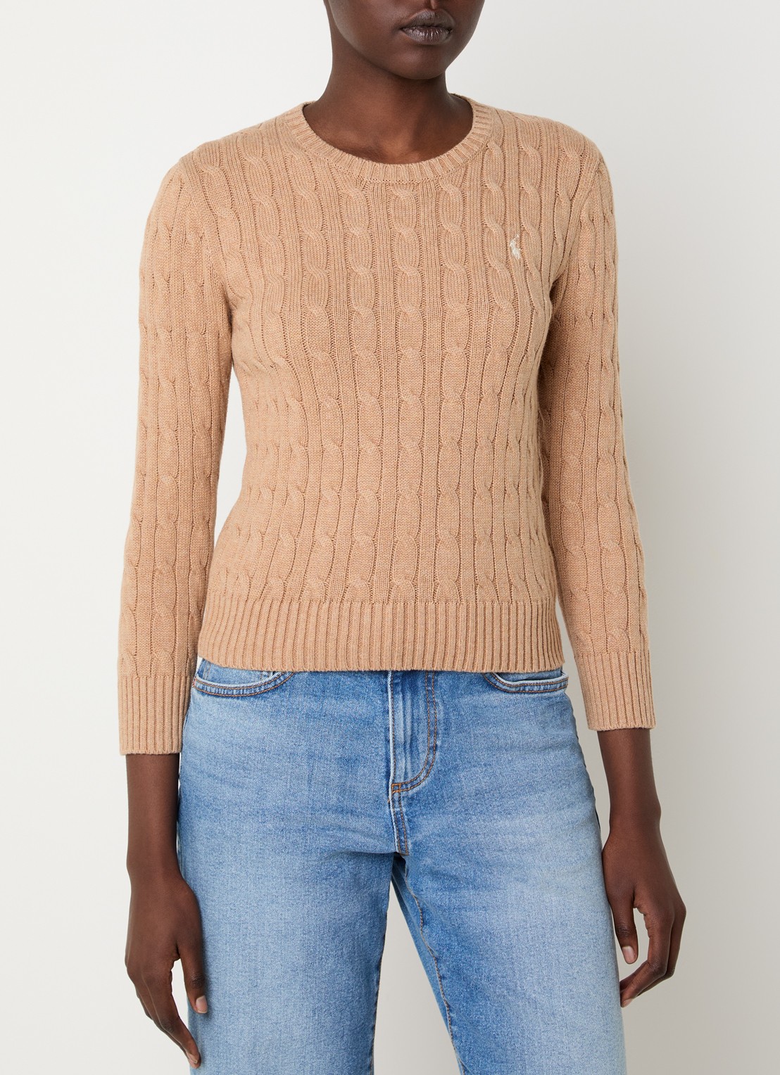 Ralph Lauren Kabelgebreide pullover met logoborduring - detail 2 lichtbruin