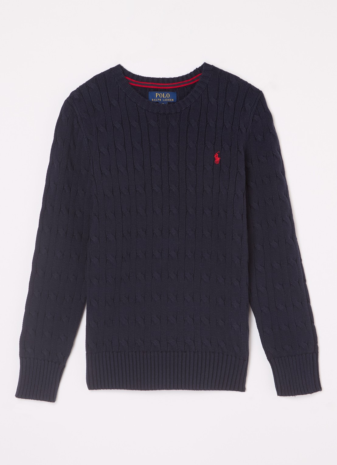 Ralph Lauren Kabelgebreide pullover met logoborduring - voorkant donkerblauw