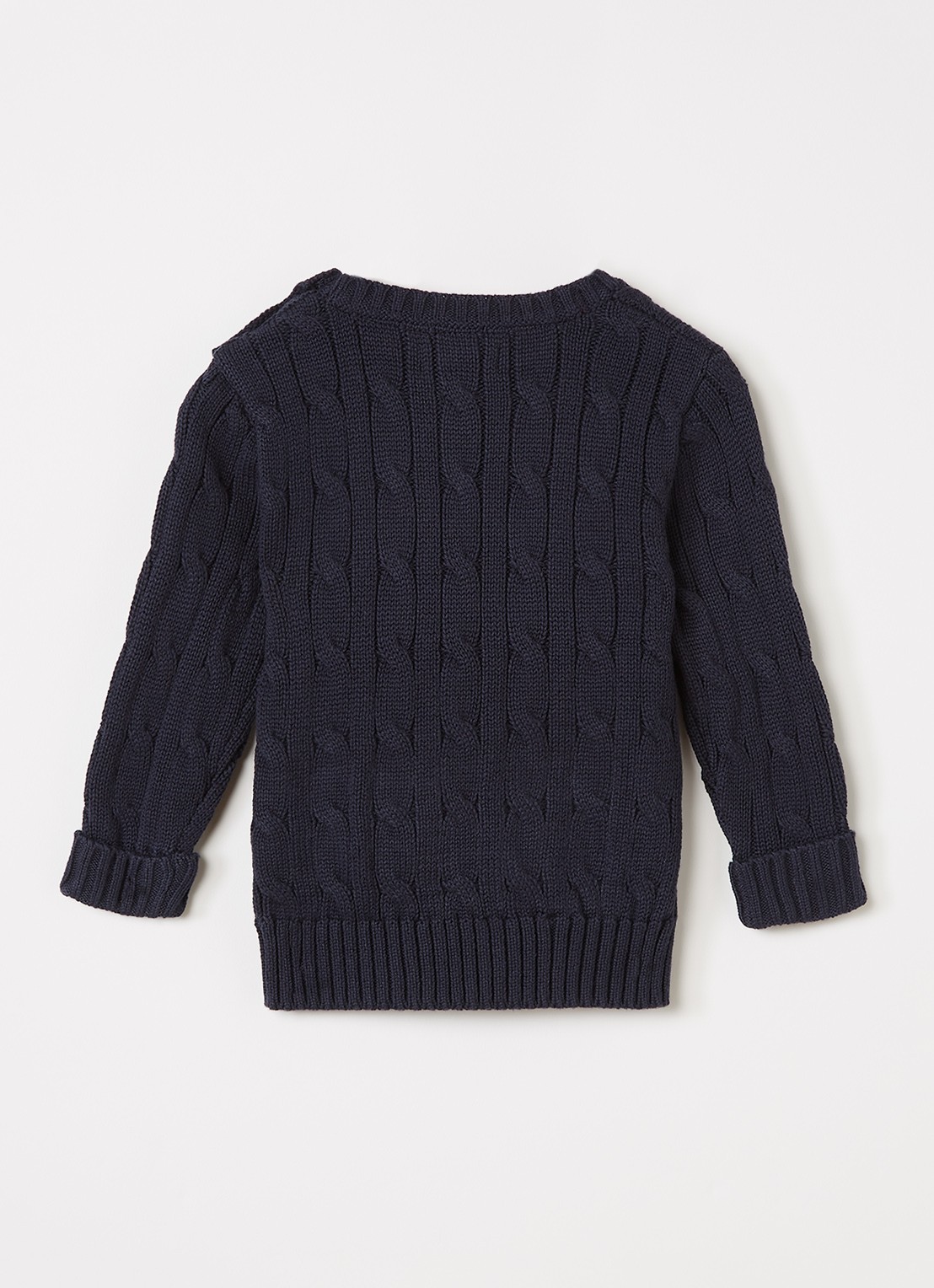 Ralph Lauren Kabelgebreide pullover met logoborduring - voorkant 2 donkerblauw