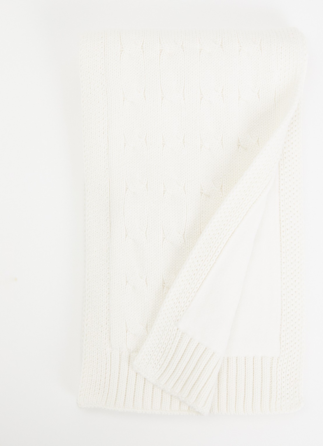 Ralph Lauren Kabelgebreide sjaal 120 x 16 cm - voorkant 3 beige