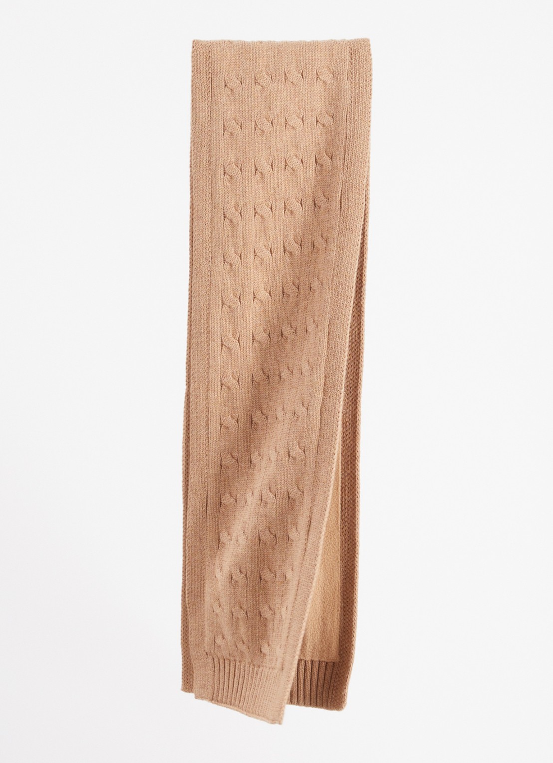 Ralph Lauren Kabelgebreide sjaal 120 x 16 cm - detail camel